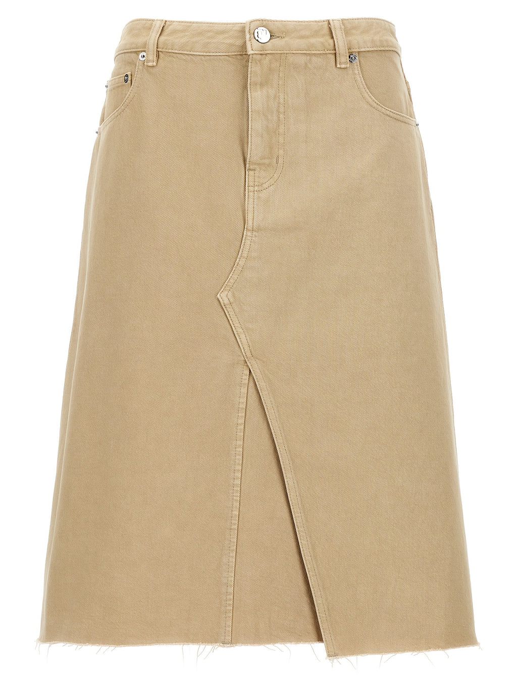 Beige Cotton Midi Skirt