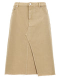 Beige Cotton Midi Skirt