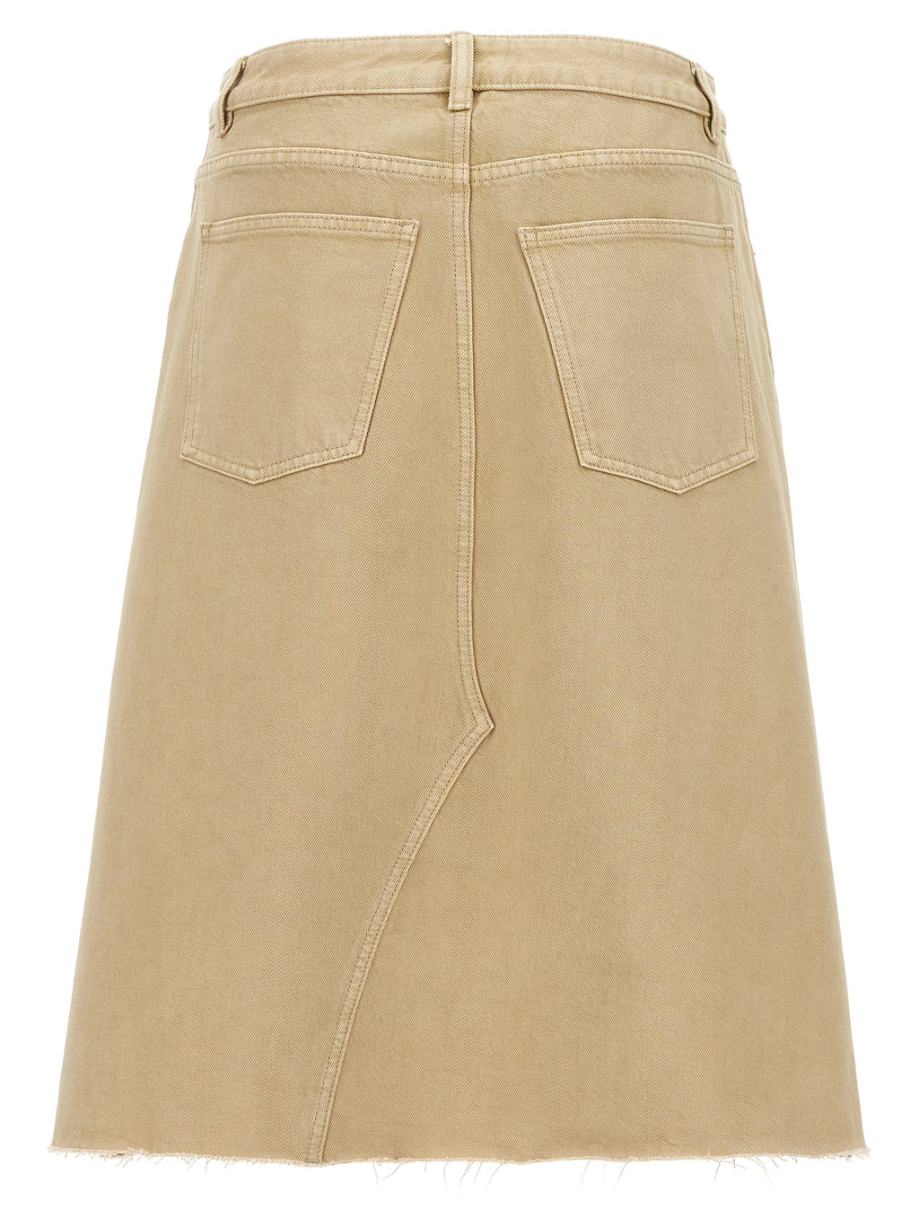 Beige Cotton Midi Skirt