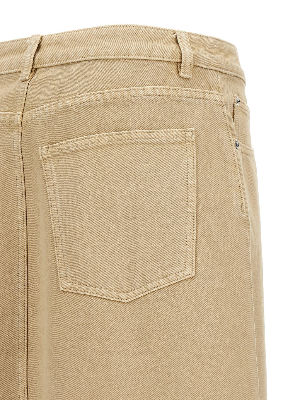 Beige Cotton Midi Skirt