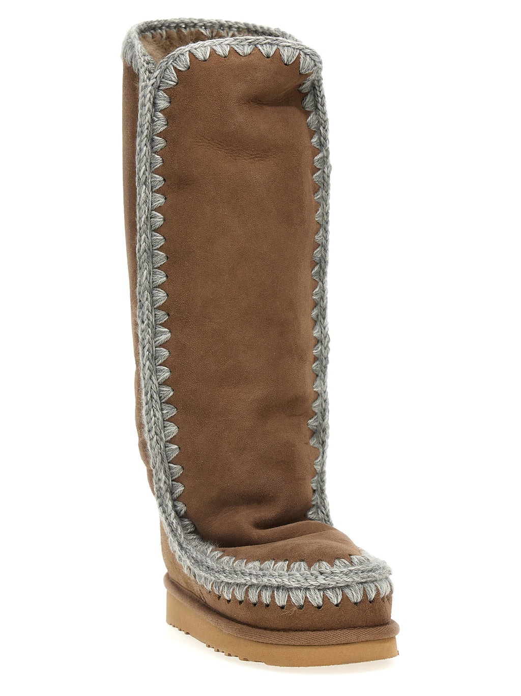 Brown Lamb Leather Over The Knee