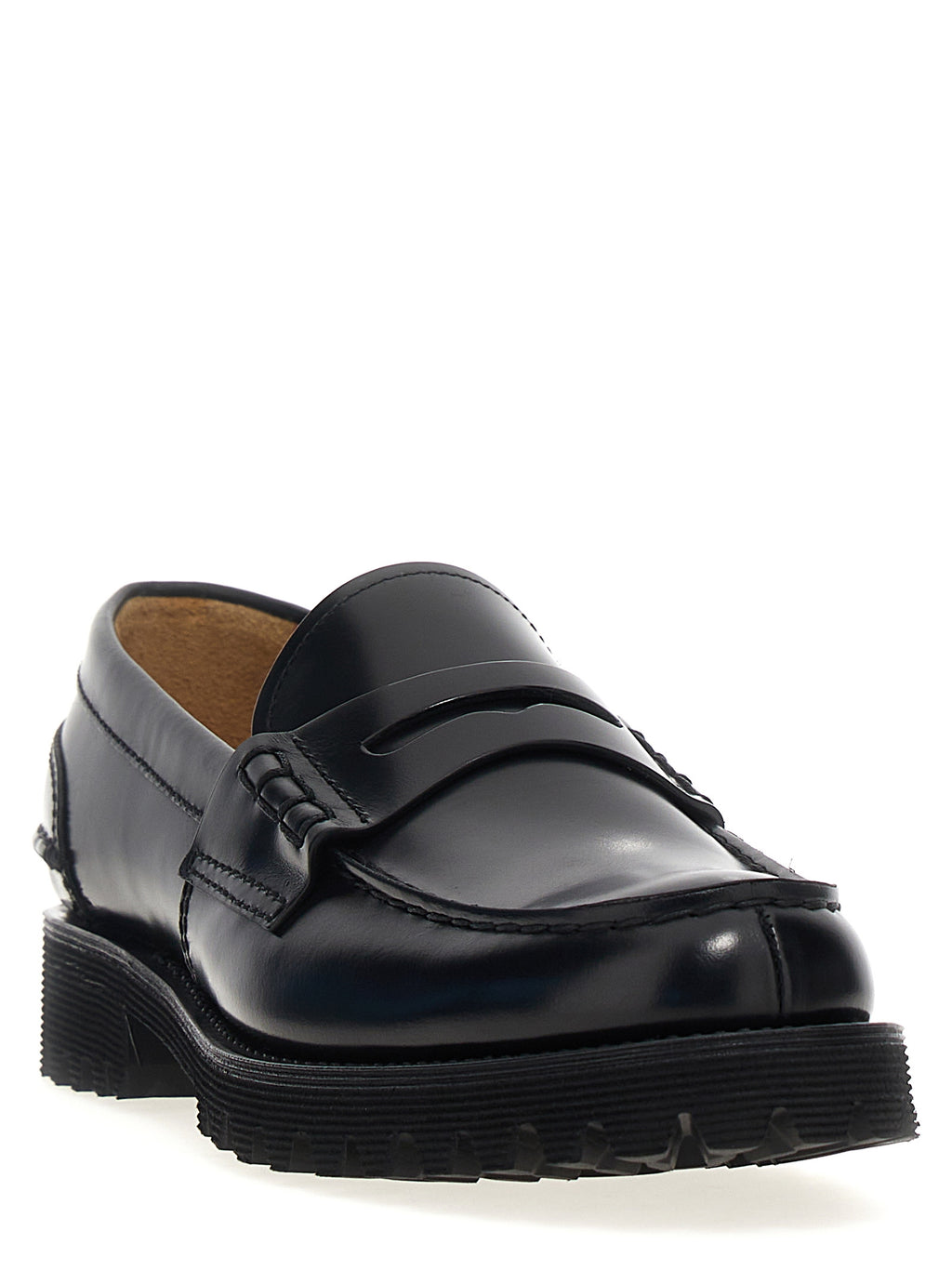 Black Cowhide Slip-On Loafers
