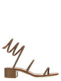 Brown Satin Flat Sandals