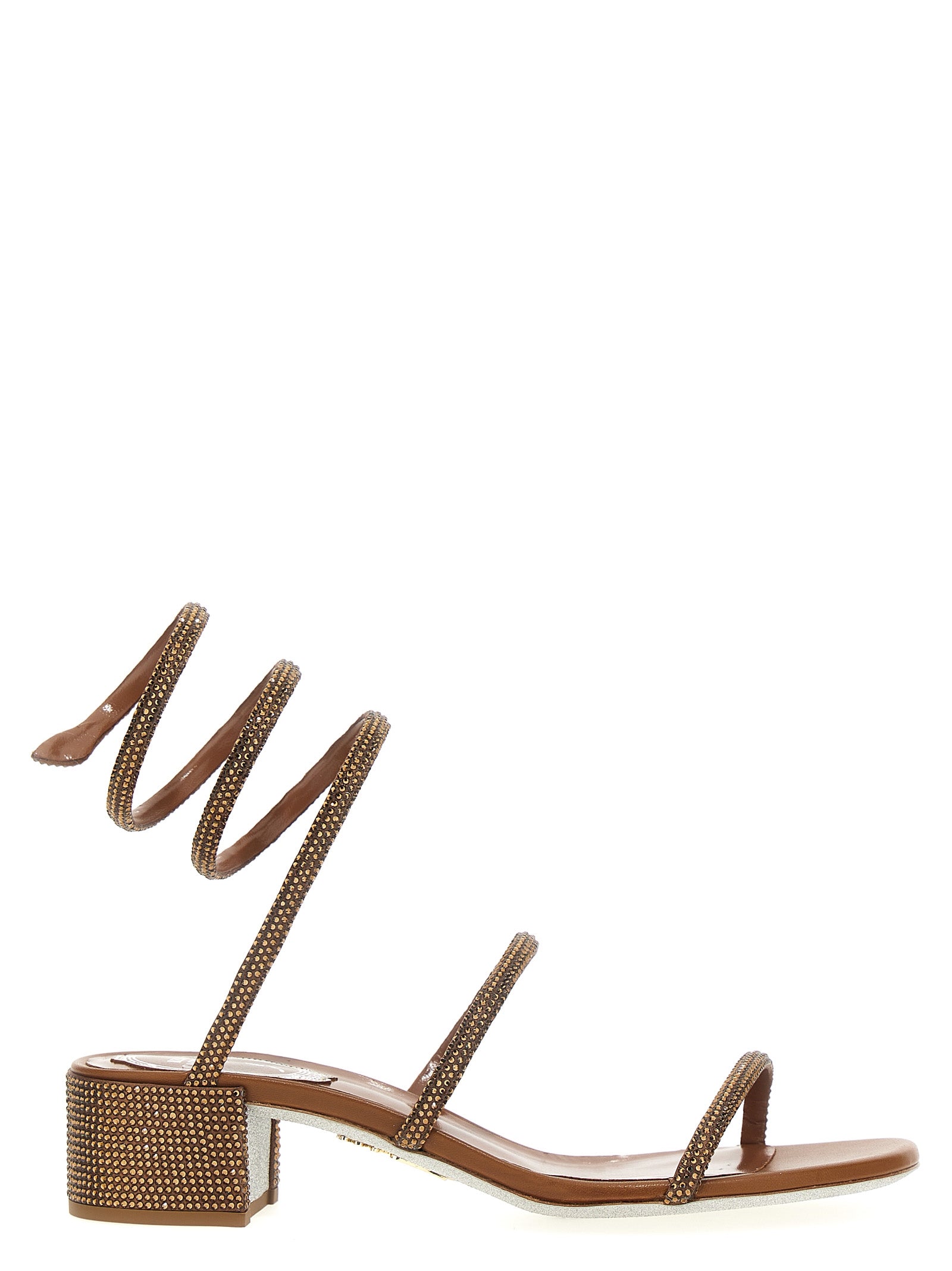 Brown Satin Flat Sandals