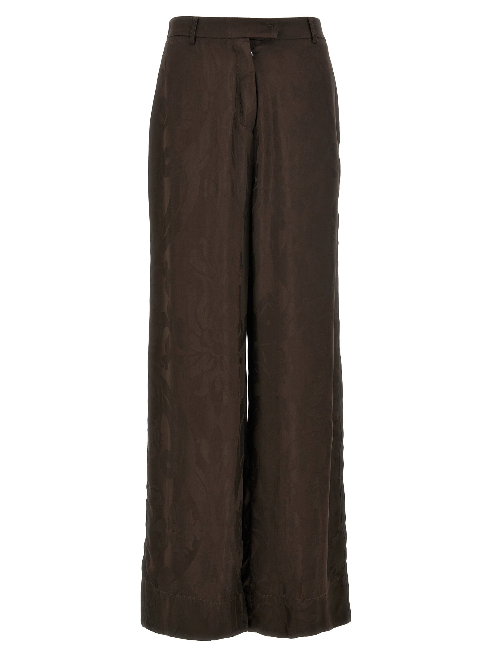 Brown Viscose Casual Pants