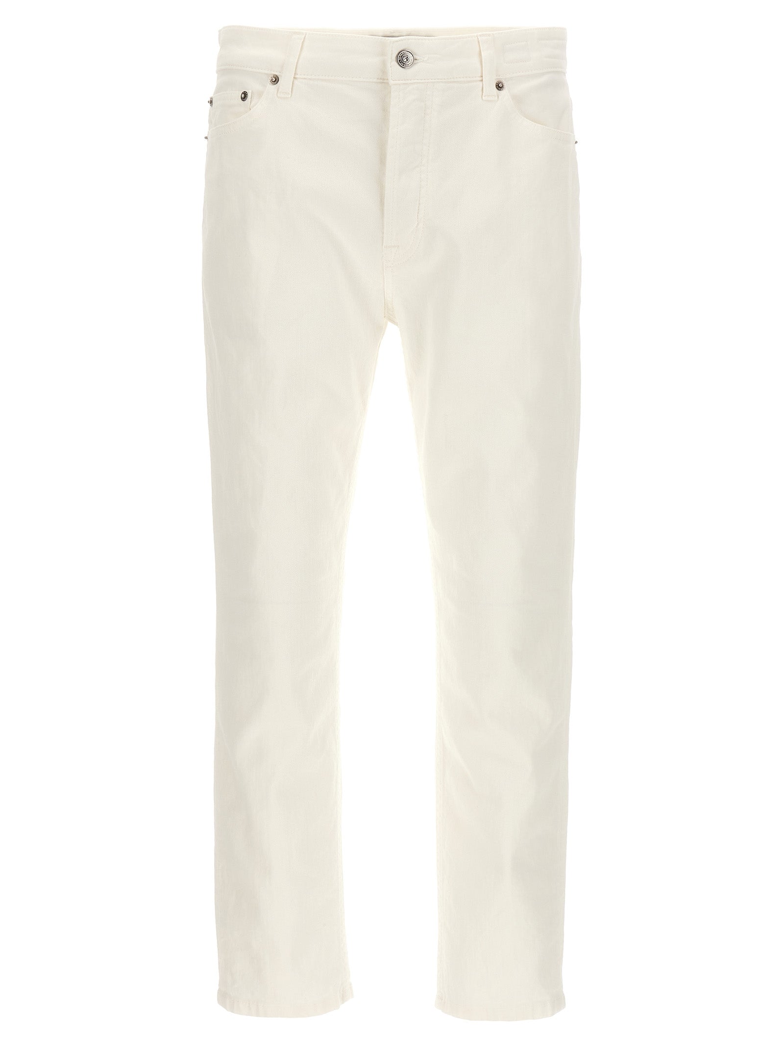 White Cotton Straight-Leg Jeans