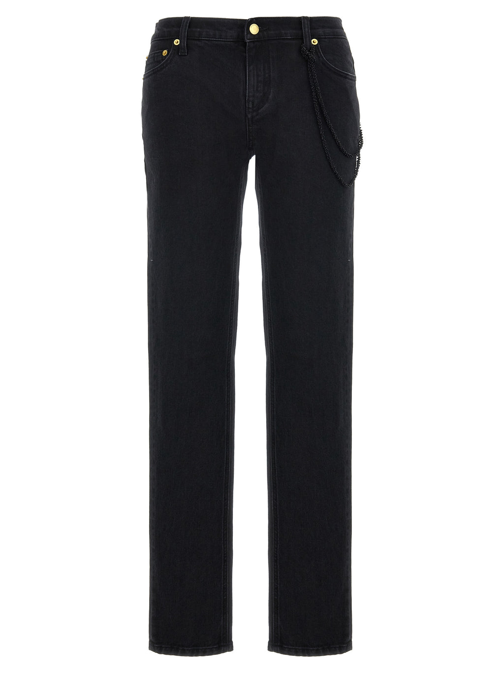 Black Cotton Straight-Leg Jeans