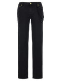 Black Cotton Straight-Leg Jeans