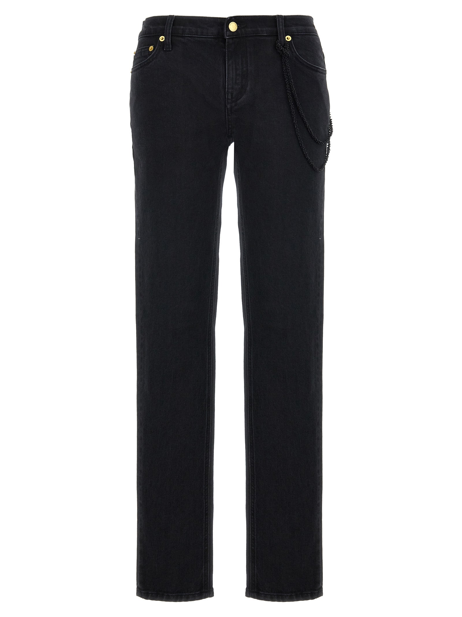 Black Cotton Straight-Leg Jeans