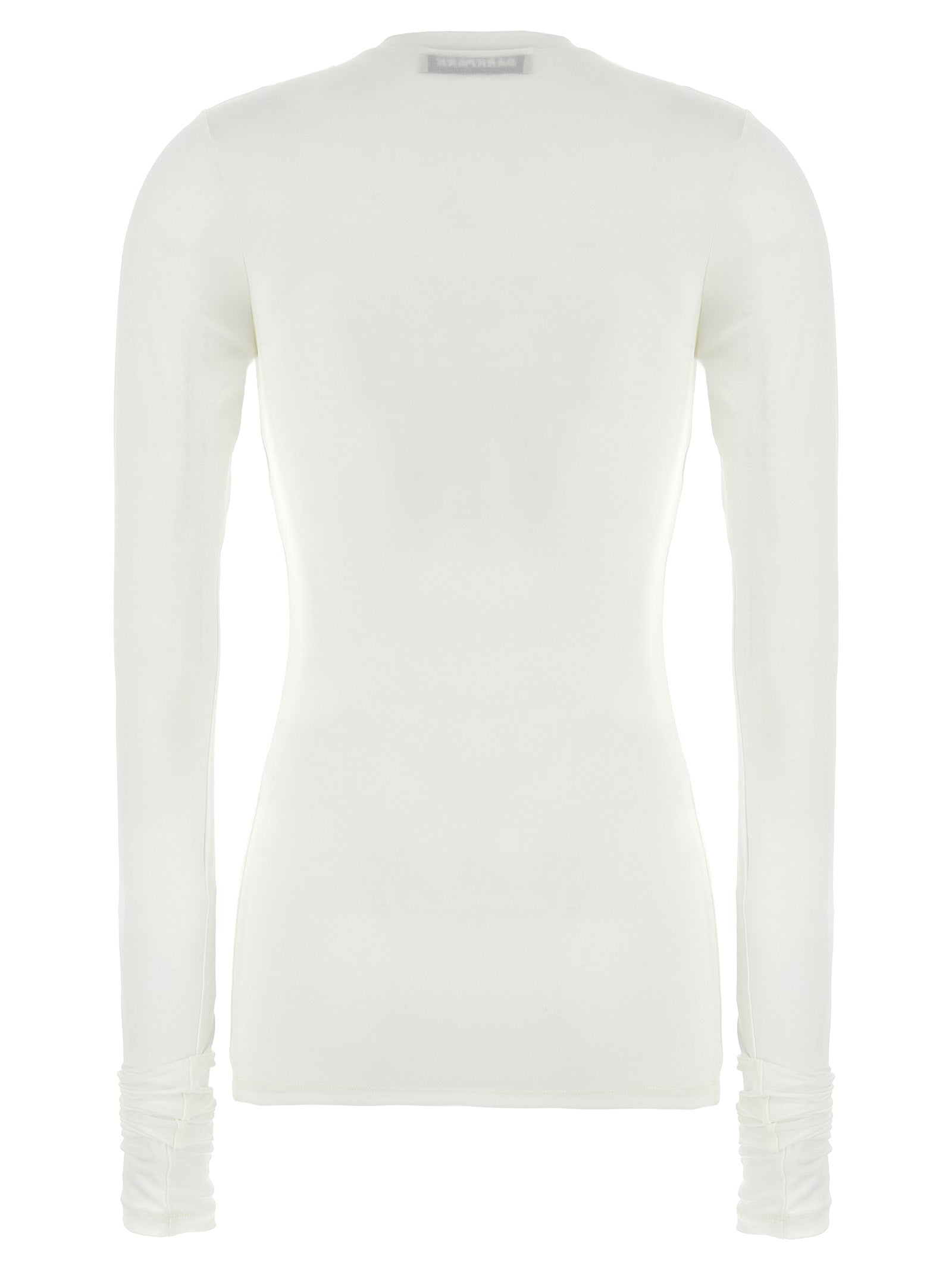 White Polyester Long Sleeve T-Shirt