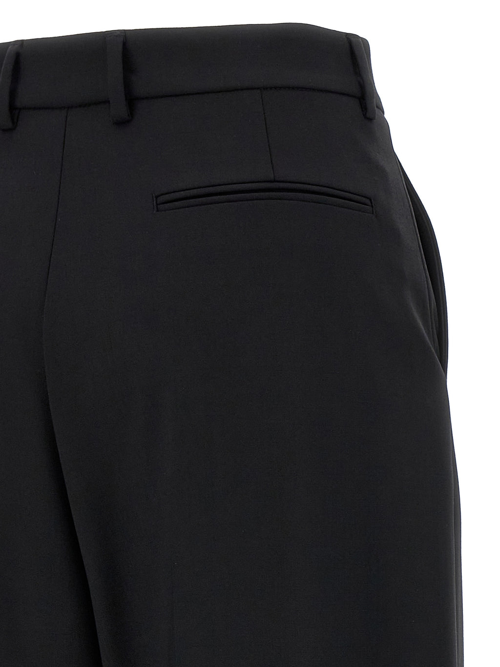 Black Virgin Wool Casual Pants