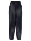 Blue Polyester Casual Pants