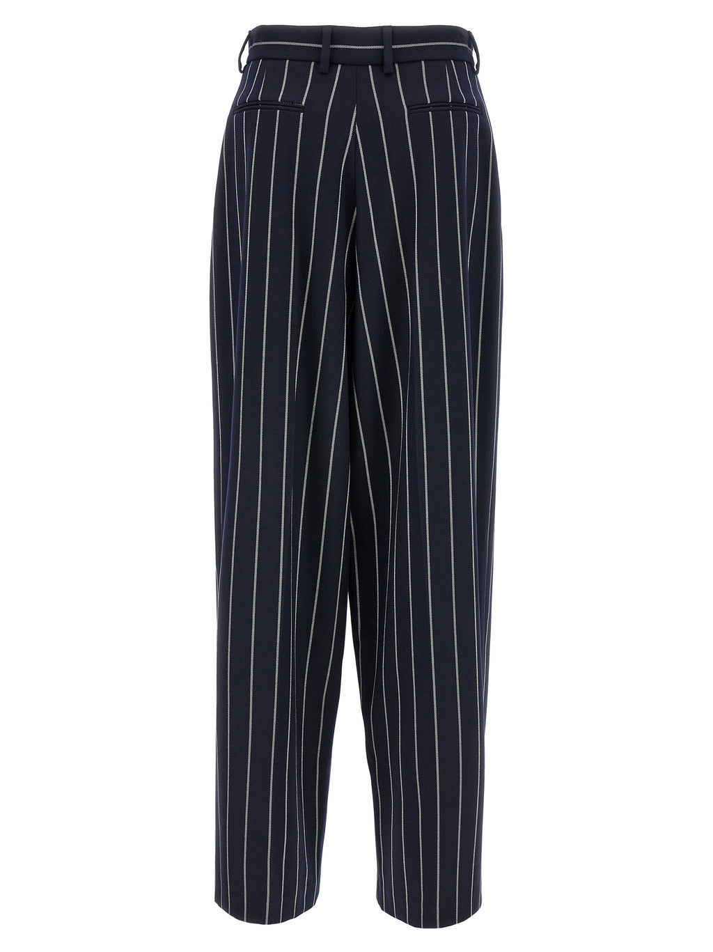 Blue Polyester Casual Pants
