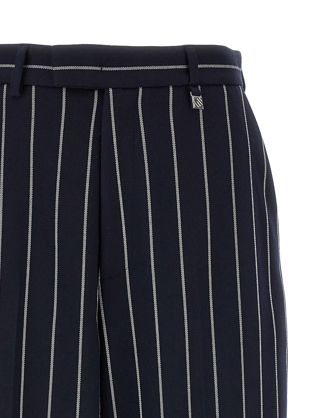 Blue Polyester Casual Pants