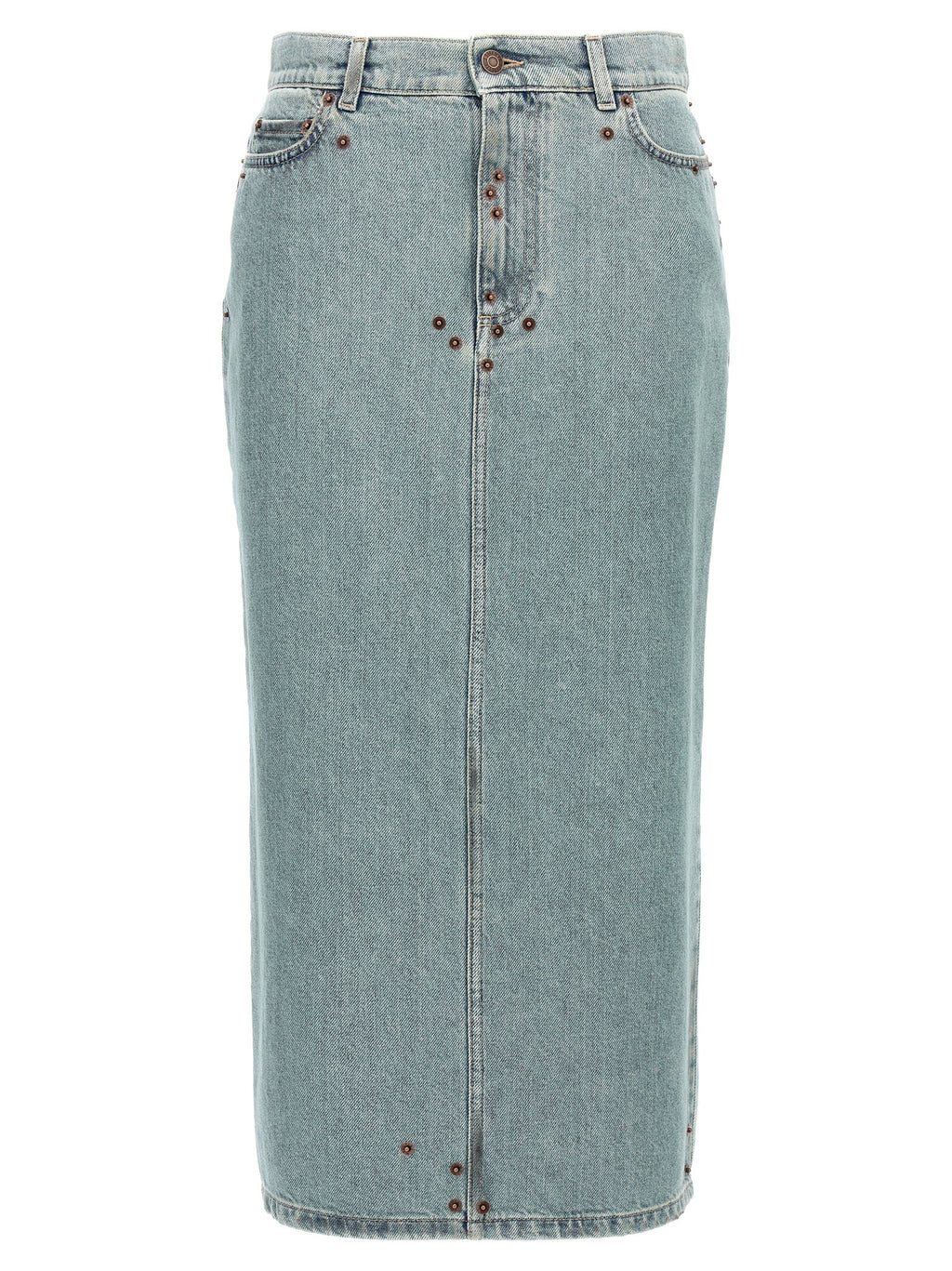 Blue Cotton Midi Skirt