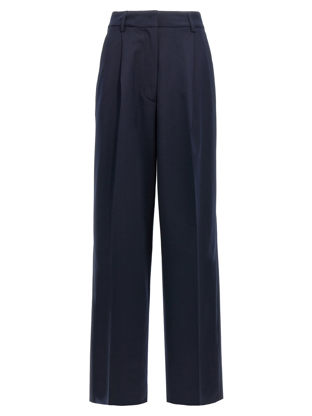 Blue Polyester Casual Pants