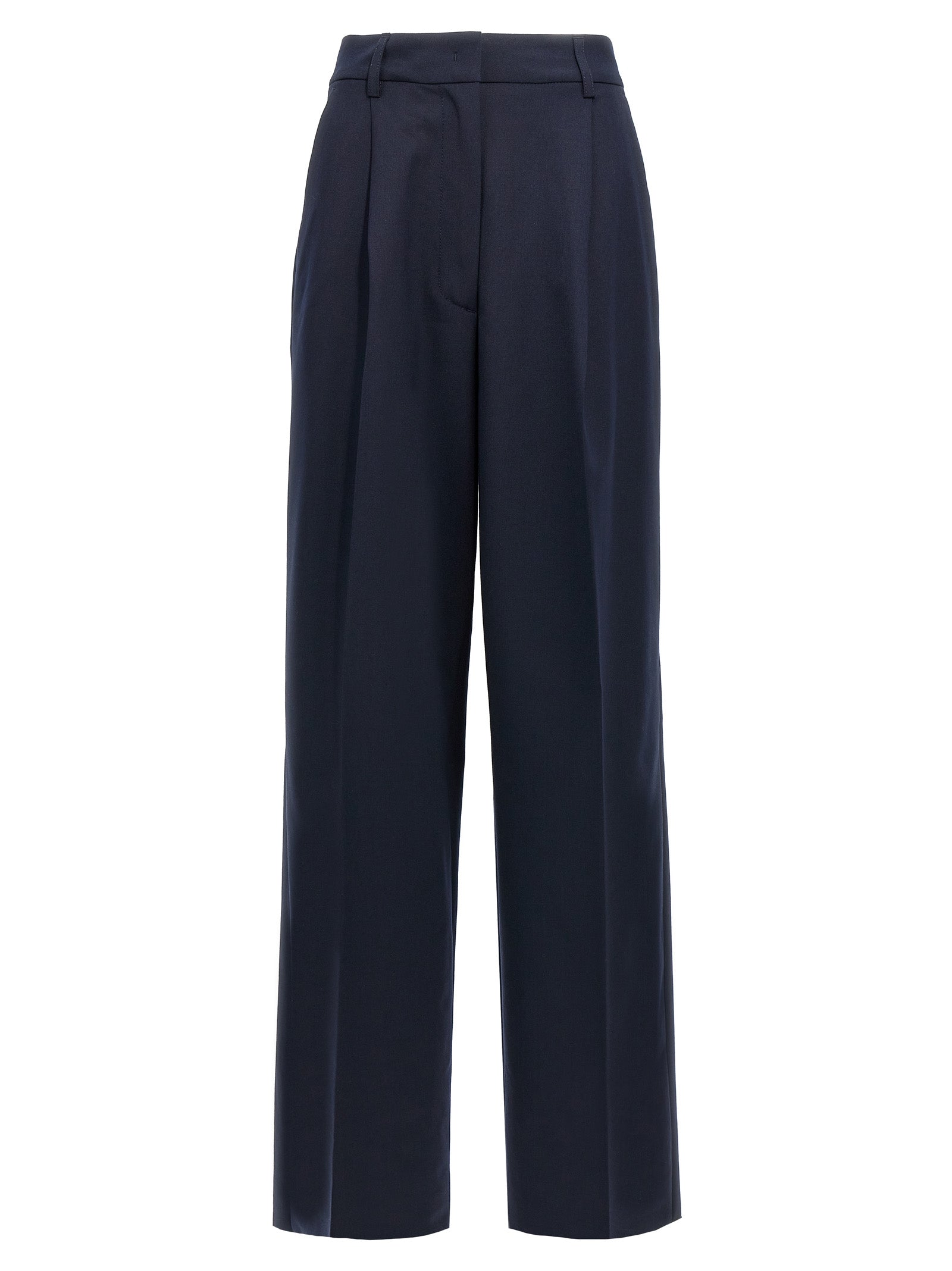 Blue Polyester Casual Pants
