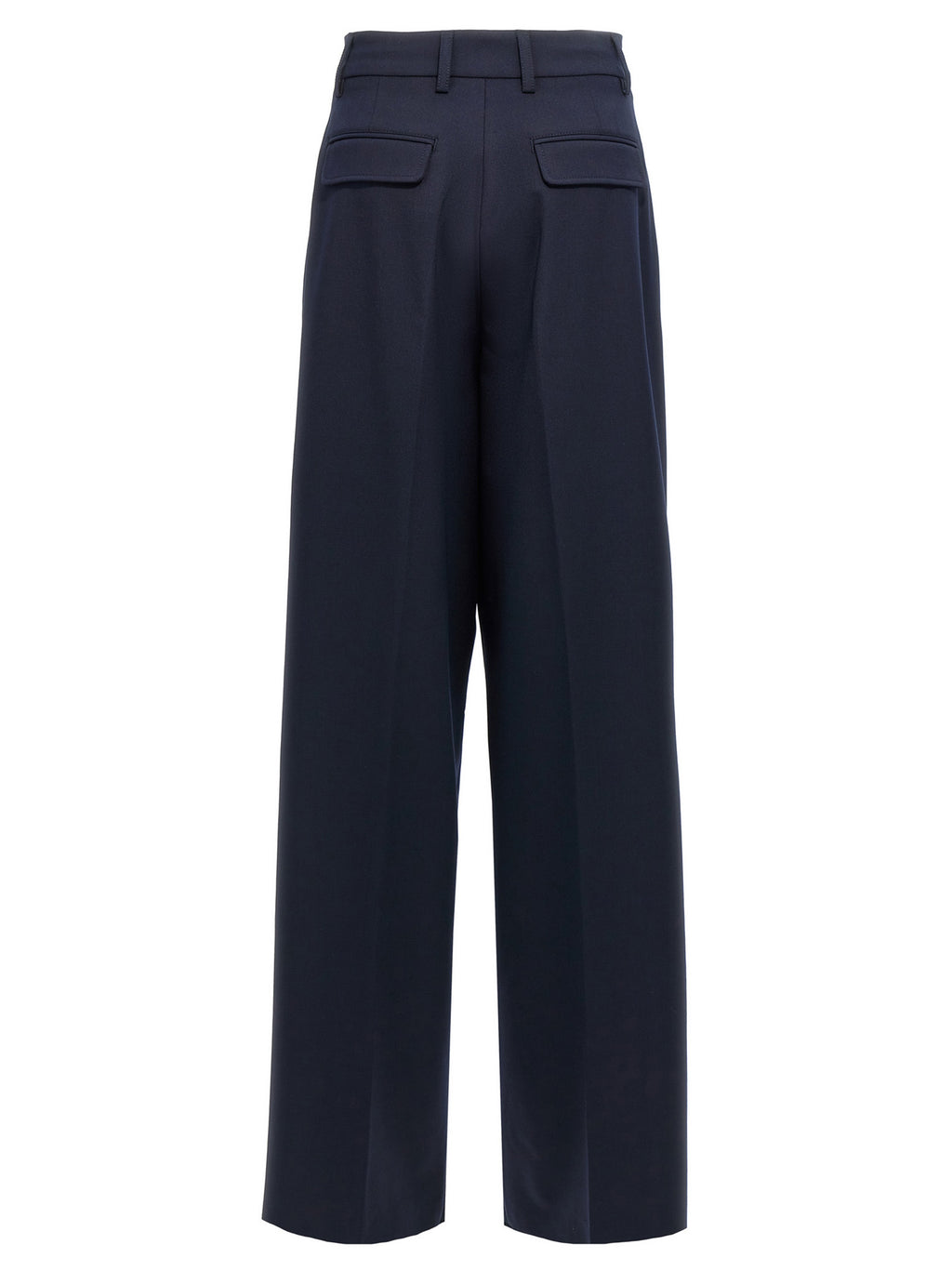 Blue Polyester Casual Pants