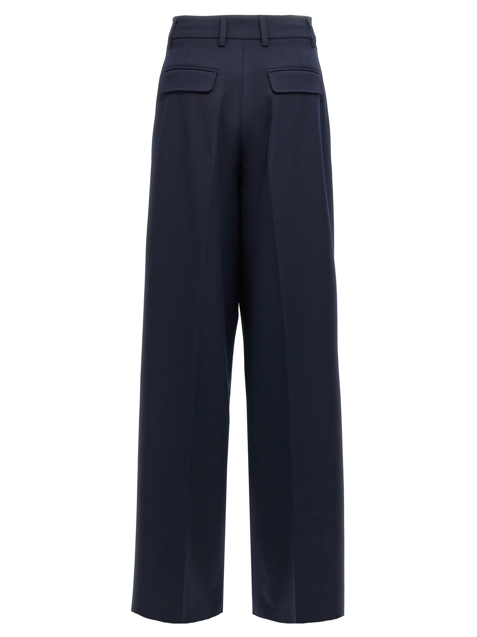 Blue Polyester Casual Pants