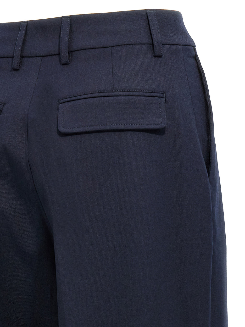 Blue Polyester Casual Pants