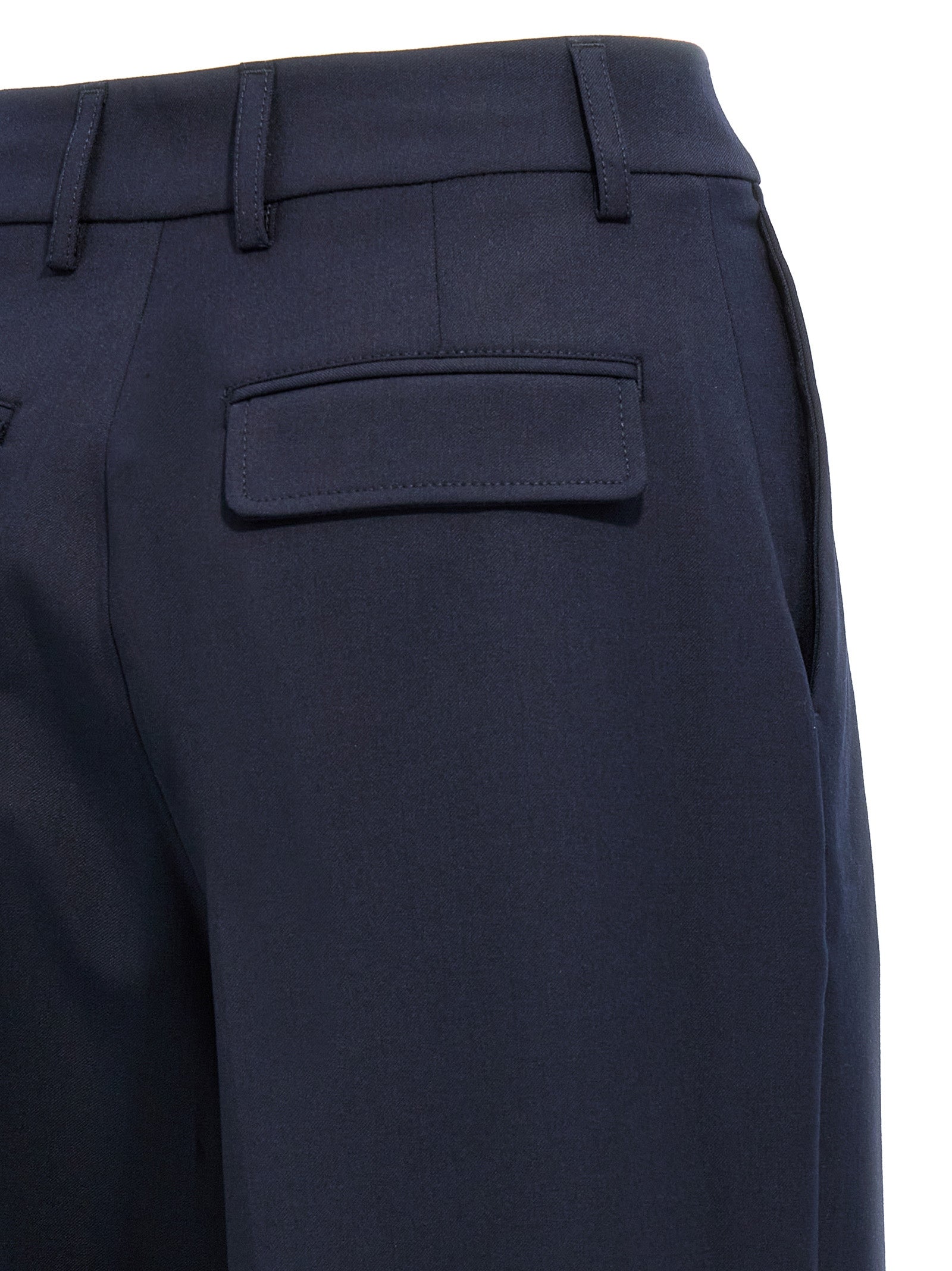 Blue Polyester Casual Pants