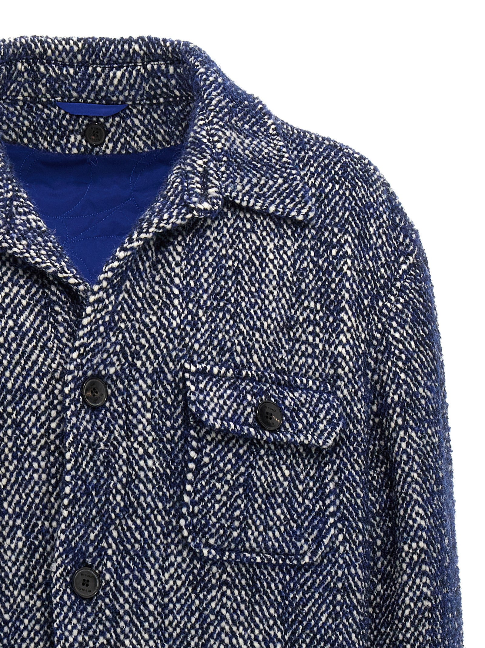 Blue Wool Full-Length Jacket