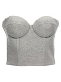 Gray Viscose Sleeveles T-Shirt