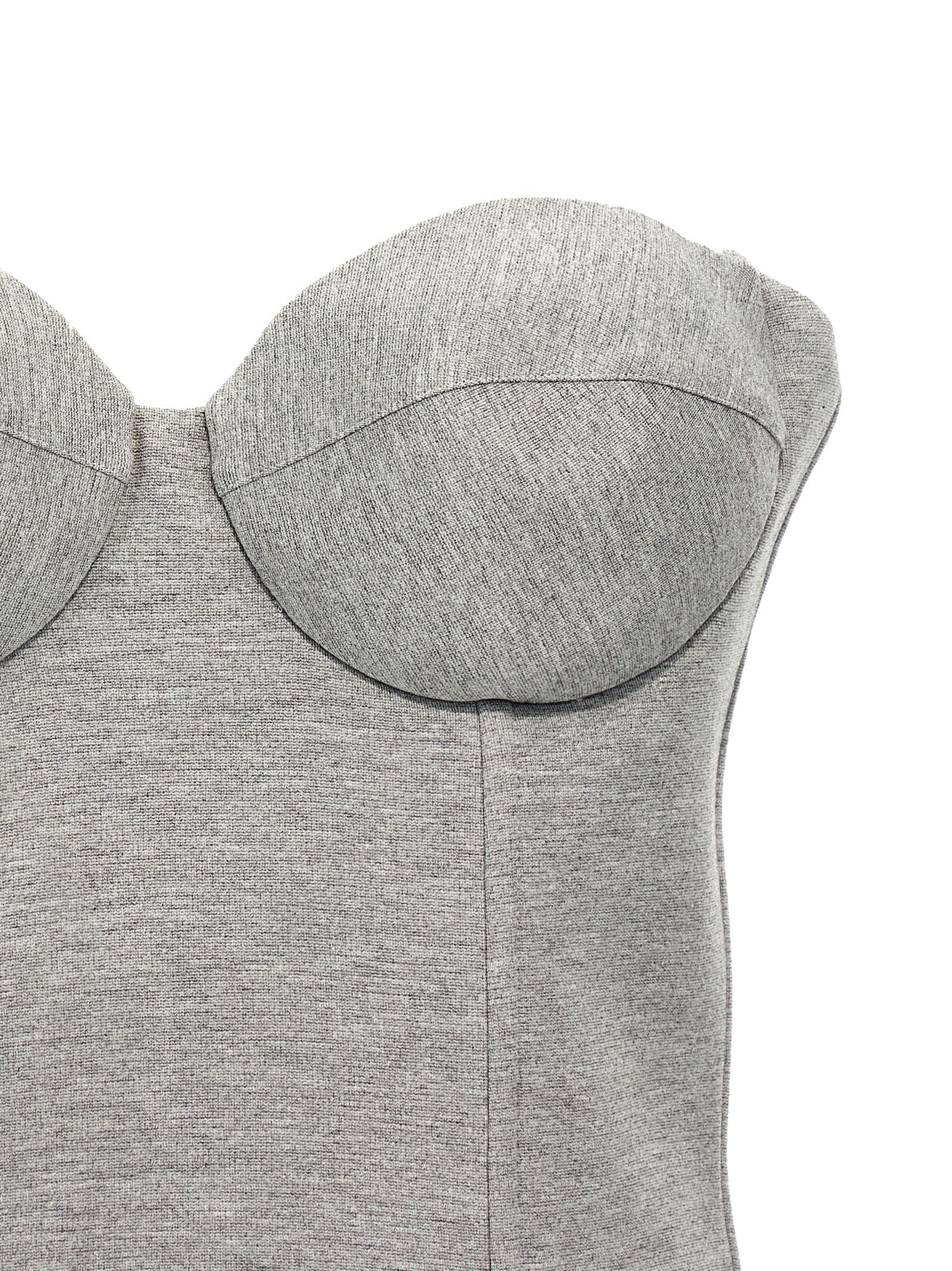 Gray Viscose Sleeveles T-Shirt