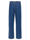 Blue Cotton Straight-Leg Jeans