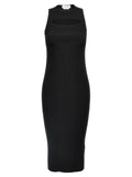Black Viscose Midi Dress