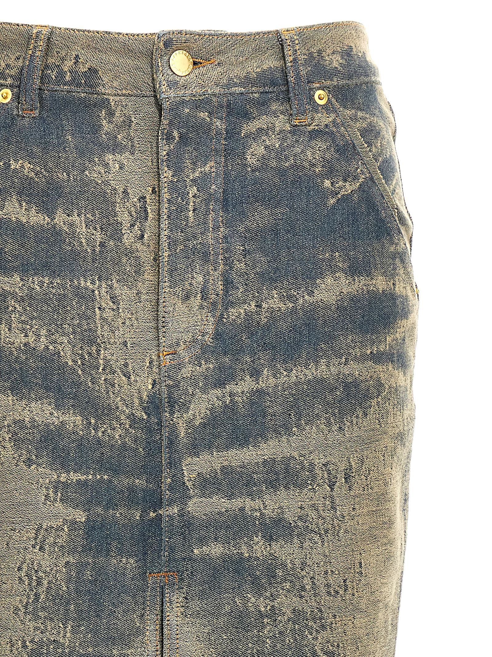 Blue Cotton Mini Skirt