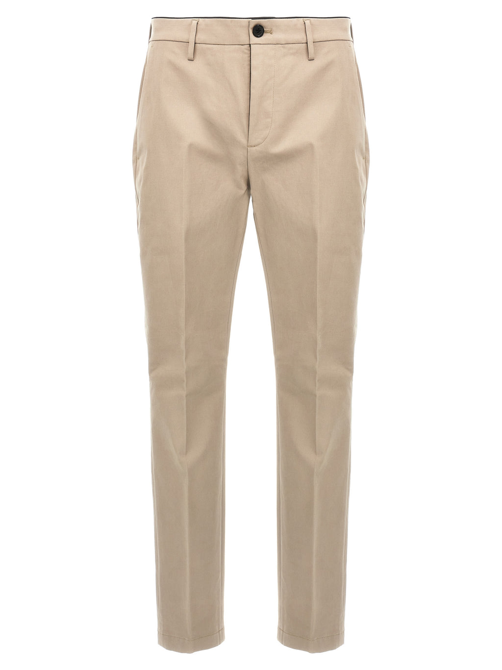 Beige Cotton Casual Pants