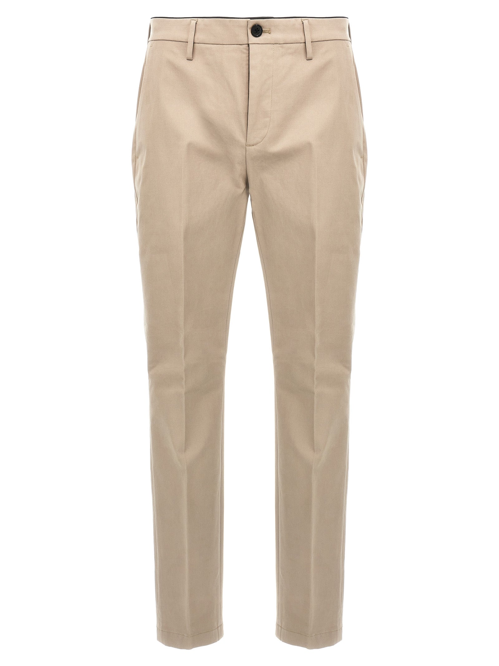Beige Cotton Casual Pants