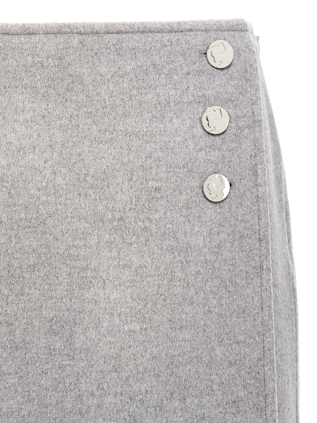 Gray Wool Long Skirt
