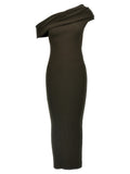 Brown Viscose Long Dress