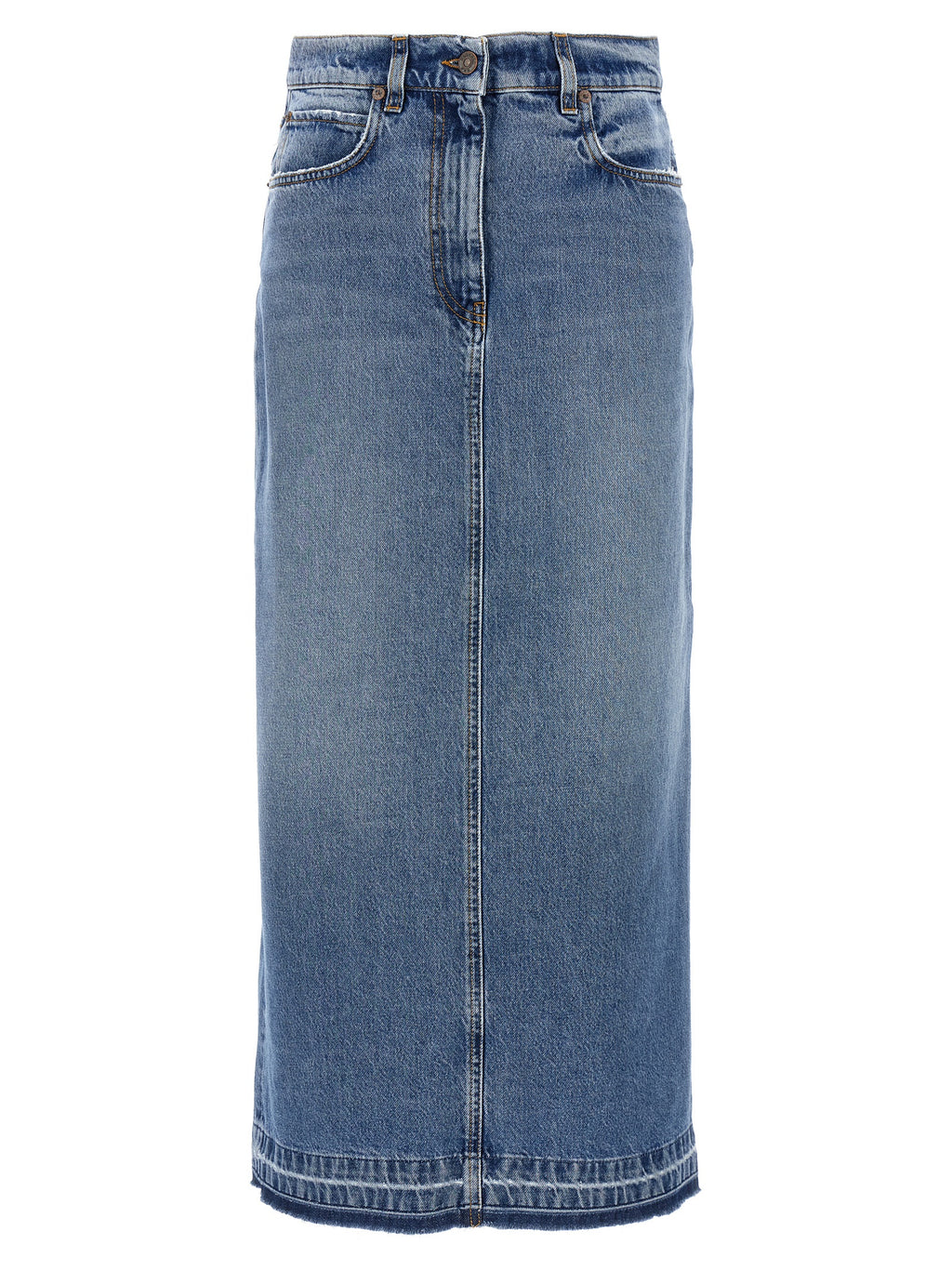 Blue Cotton Mini Skirt