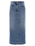 Blue Cotton Mini Skirt