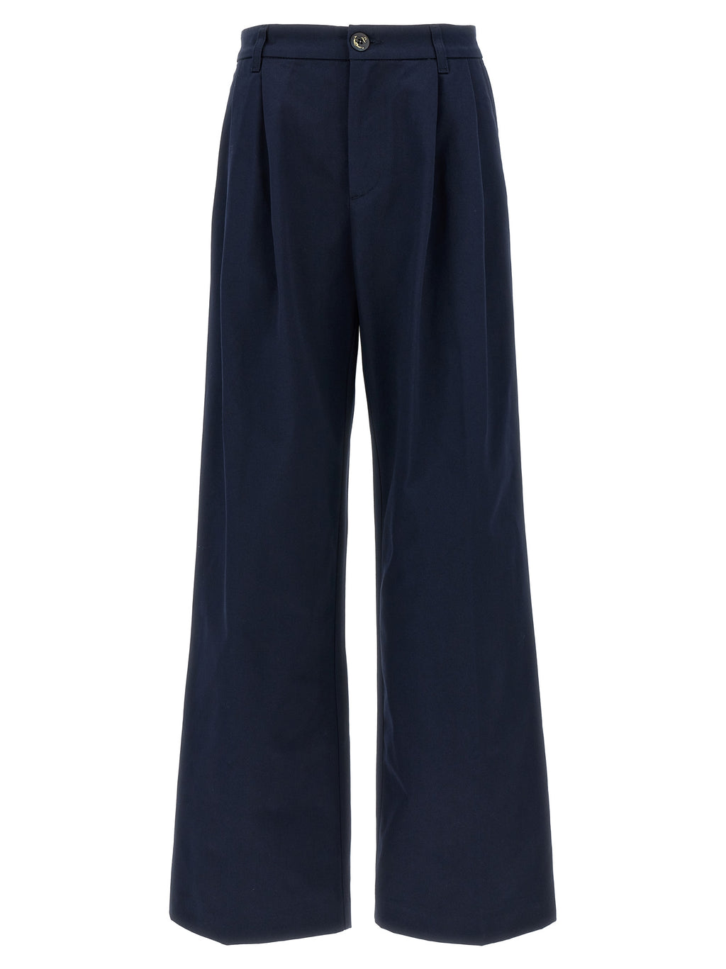 Blue Cotton Casual Pants
