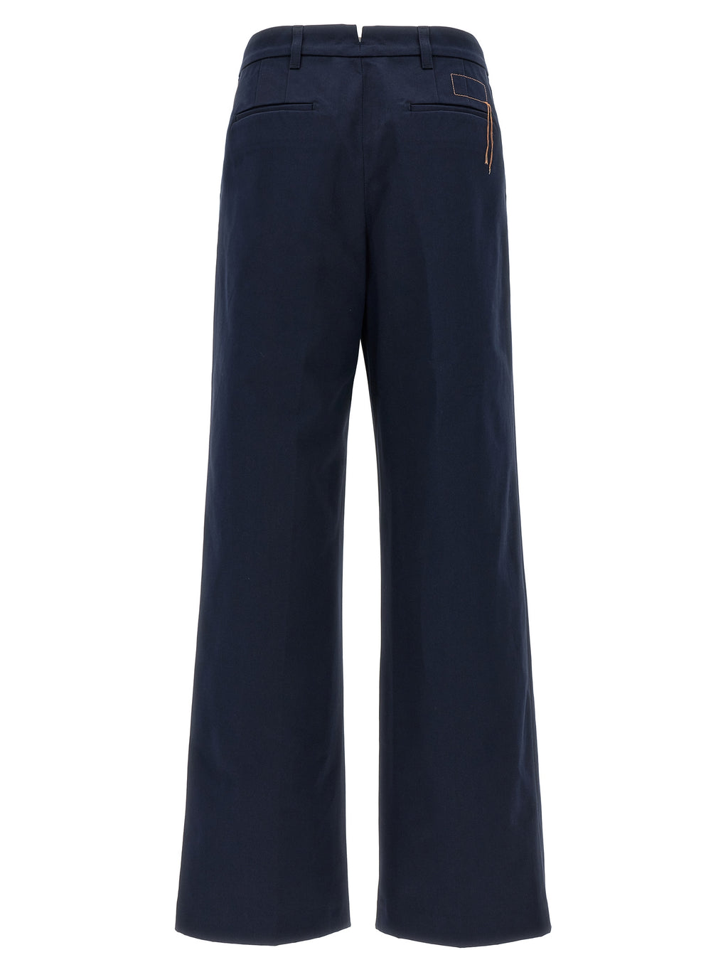 Blue Cotton Casual Pants