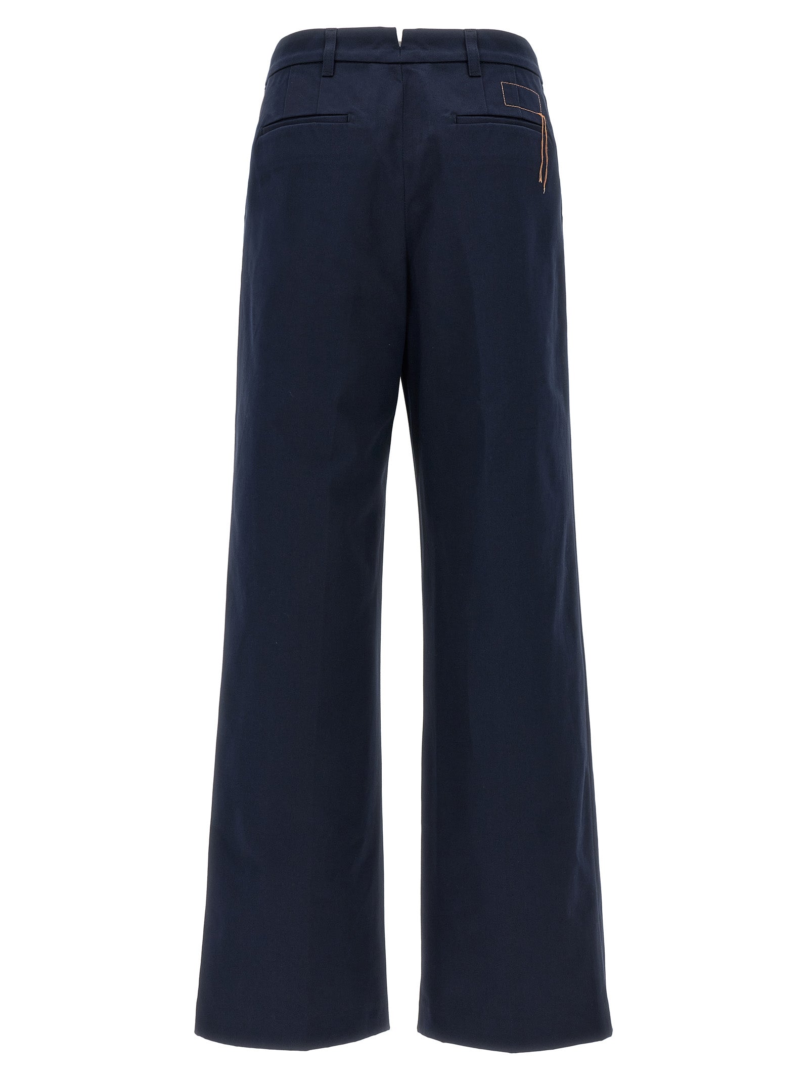 Blue Cotton Casual Pants