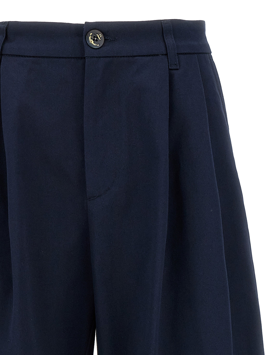 Blue Cotton Casual Pants