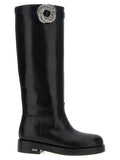 Black Calfskin Over The Knee