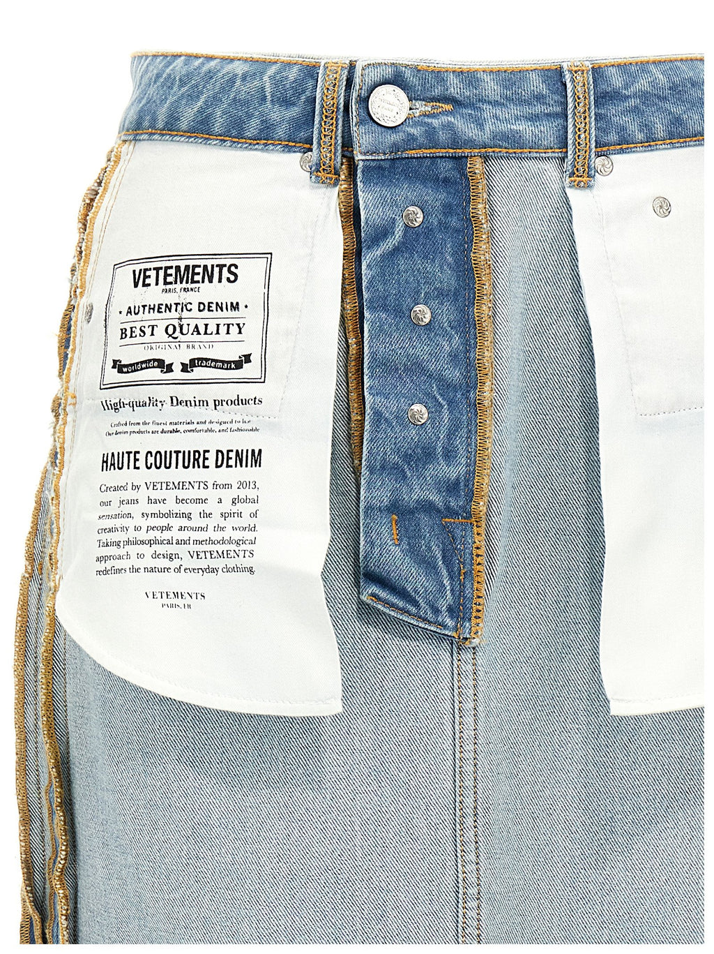 Blue Cotton Mini Skirt