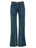 Blue Cotton Flared Jeans