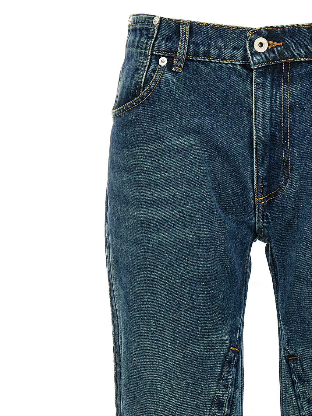 Blue Cotton Flared Jeans
