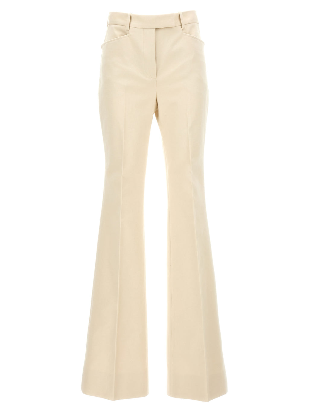 White Cotton Flared Pants