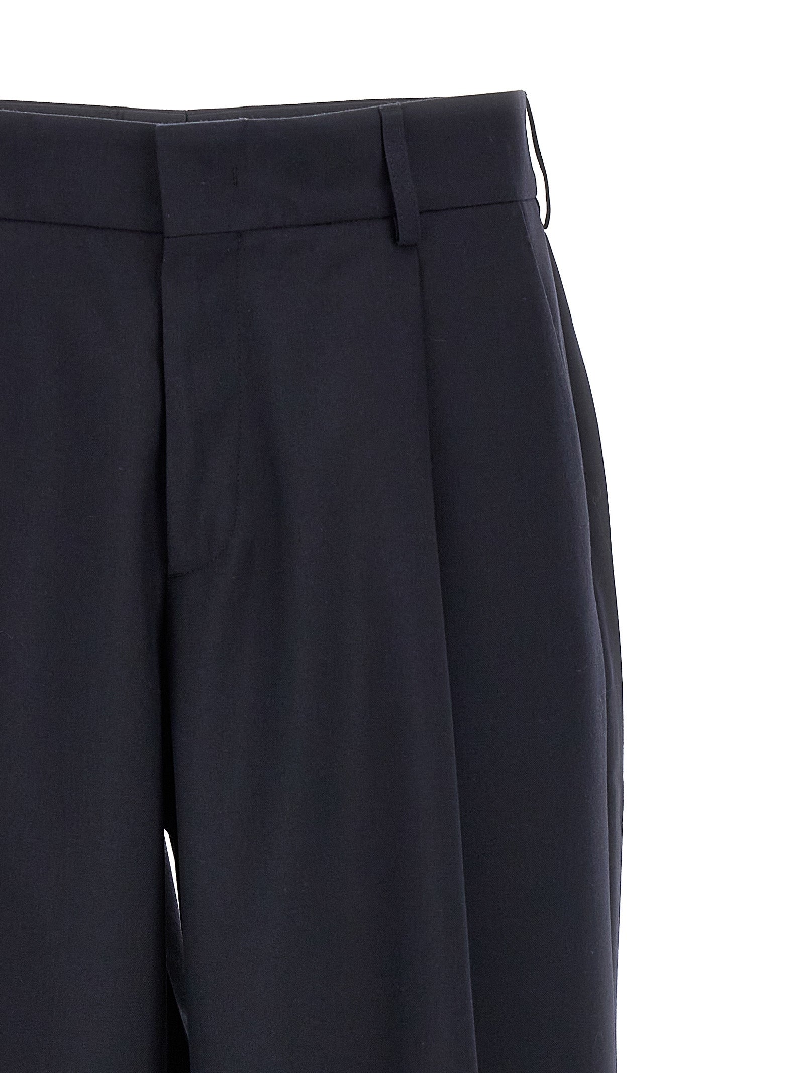 Blue Polyester Dress Pants
