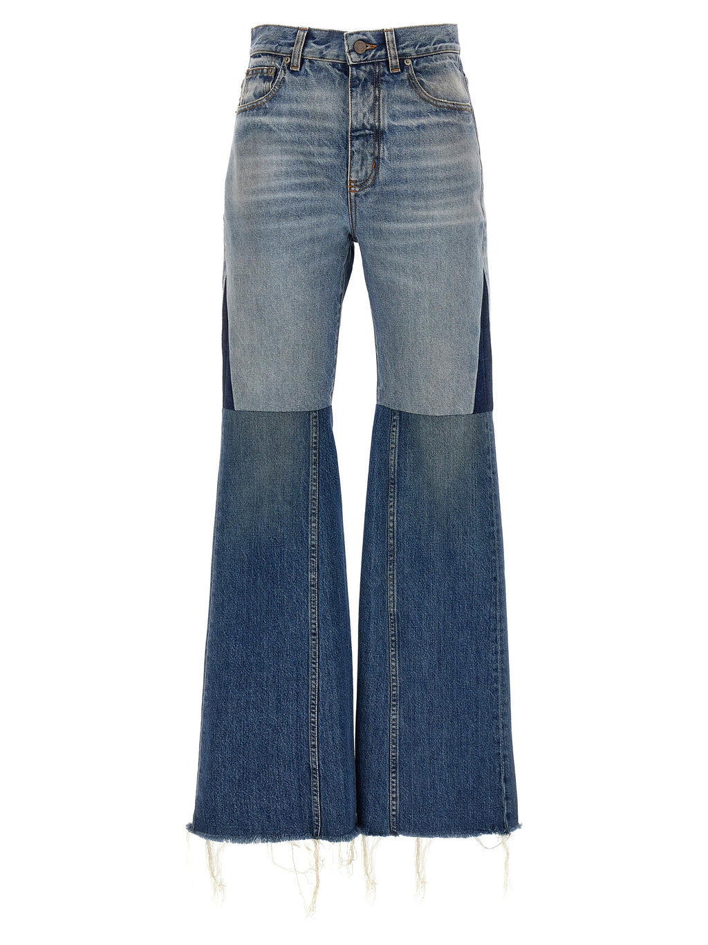 Blue Cotton Flared Jeans