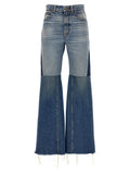 Blue Cotton Flared Jeans
