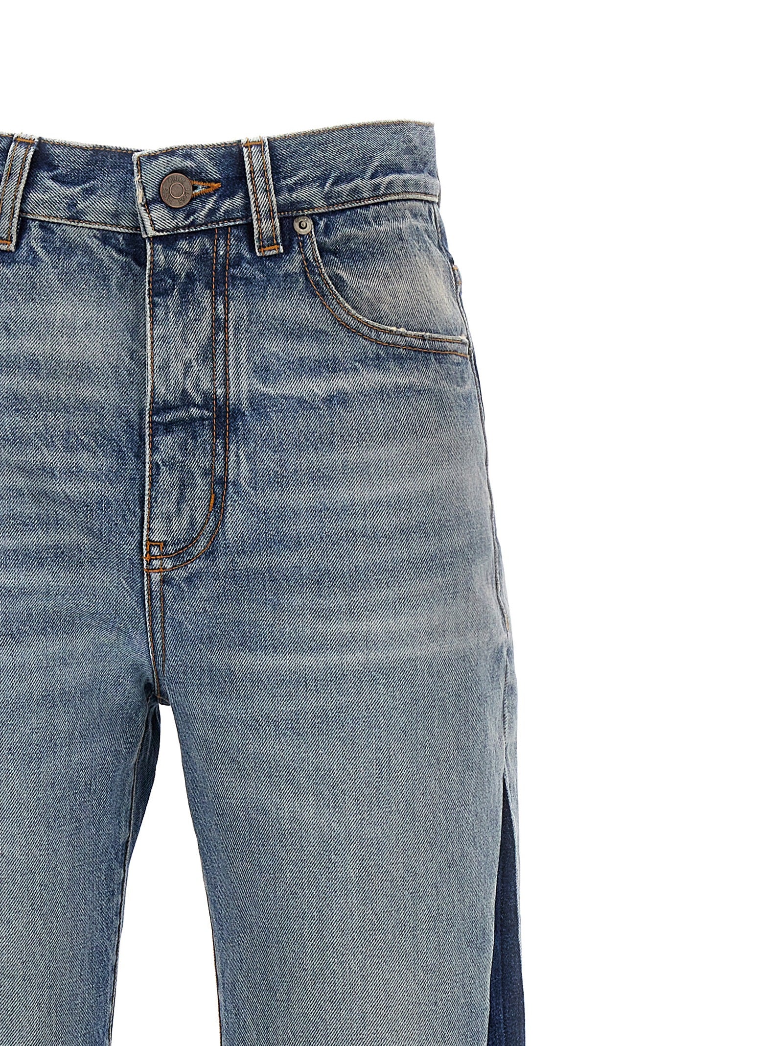 Blue Cotton Flared Jeans